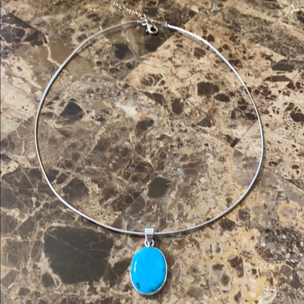 Modern Sterling silver and Turquoise necklace